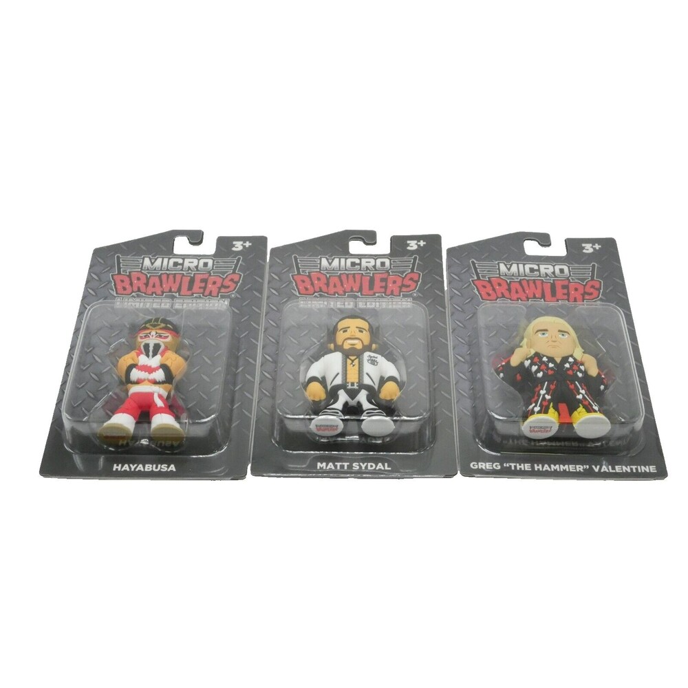 Micro Brawlers Lot HAYABUSA Greg Hammer Valentine Matt Sydal Pro Wrestling Crate